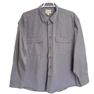 Cabelas Button Down Shirt Mens 2XL Gray Long Sleeve 100% Cotton Casual